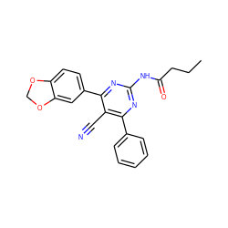 CCCC(=O)Nc1nc(-c2ccccc2)c(C#N)c(-c2ccc3c(c2)OCO3)n1 ZINC000029062997