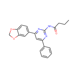 CCCC(=O)Nc1nc(-c2ccccc2)cc(-c2ccc3c(c2)OCO3)n1 ZINC000029064131