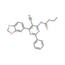 CCCC(=O)Nc1nc(-c2ccccc2)nc(-c2ccc3c(c2)OCO3)c1C#N ZINC000029064270