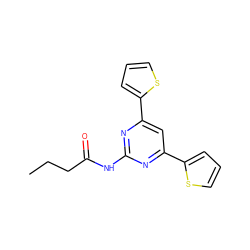 CCCC(=O)Nc1nc(-c2cccs2)cc(-c2cccs2)n1 ZINC000066102637