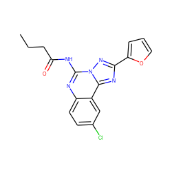 CCCC(=O)Nc1nc2ccc(Cl)cc2c2nc(-c3ccco3)nn12 ZINC000013672402