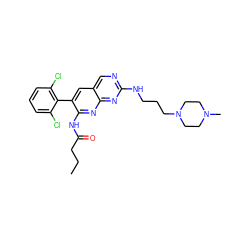 CCCC(=O)Nc1nc2nc(NCCCN3CCN(C)CC3)ncc2cc1-c1c(Cl)cccc1Cl ZINC000022941841