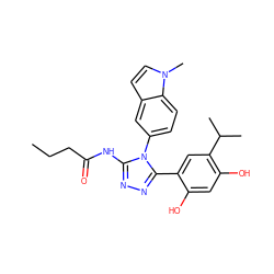 CCCC(=O)Nc1nnc(-c2cc(C(C)C)c(O)cc2O)n1-c1ccc2c(ccn2C)c1 ZINC000115808248