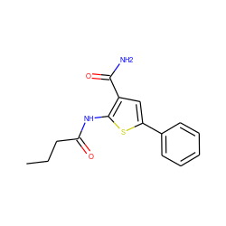 CCCC(=O)Nc1sc(-c2ccccc2)cc1C(N)=O ZINC000021000857