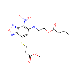 CCCC(=O)OCCNc1cc(SCCC(=O)OC)c2nonc2c1[N+](=O)[O-] ZINC000008683035