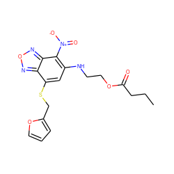 CCCC(=O)OCCNc1cc(SCc2ccco2)c2nonc2c1[N+](=O)[O-] ZINC000008683034