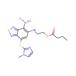 CCCC(=O)OCCNc1cc(Sc2nccn2C)c2nonc2c1[N+](=O)[O-] ZINC000008683032