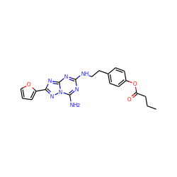 CCCC(=O)Oc1ccc(CCNc2nc(N)n3nc(-c4ccco4)nc3n2)cc1 ZINC000096908212