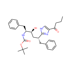 CCCC(=O)c1c[nH]c([C@H](Cc2ccccc2)C[C@H](O)[C@H](Cc2ccccc2)NC(=O)OC(C)(C)C)n1 ZINC000013738583