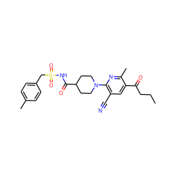 CCCC(=O)c1cc(C#N)c(N2CCC(C(=O)NS(=O)(=O)Cc3ccc(C)cc3)CC2)nc1C ZINC000140952743