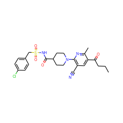 CCCC(=O)c1cc(C#N)c(N2CCC(C(=O)NS(=O)(=O)Cc3ccc(Cl)cc3)CC2)nc1C ZINC000140919893