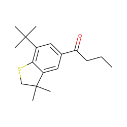 CCCC(=O)c1cc(C(C)(C)C)c2c(c1)C(C)(C)CS2 ZINC000013779224