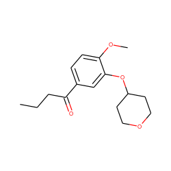 CCCC(=O)c1ccc(OC)c(OC2CCOCC2)c1 ZINC000040380330