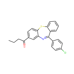 CCCC(=O)c1ccc2c(c1)N=C(c1ccc(Cl)cc1)c1ccccc1S2 ZINC000040938162