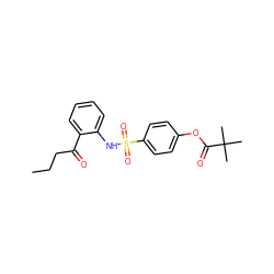 CCCC(=O)c1ccccc1NS(=O)(=O)c1ccc(OC(=O)C(C)(C)C)cc1 ZINC000299855036