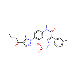 CCCC(=O)c1cnn(-c2ccc(N(C)C(=O)c3cn(CC(=O)O)c4ccc(C)cc34)cc2)c1C ZINC000299827463