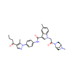 CCCC(=O)c1cnn(-c2ccc(NC(=O)c3cn(CC(=O)N4C[C@@H]5C[C@H]4CN5C)c4ccc(C)cc34)cc2)c1C ZINC000299832600