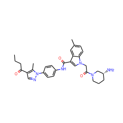 CCCC(=O)c1cnn(-c2ccc(NC(=O)c3cn(CC(=O)N4CCC[C@@H](N)C4)c4ccc(C)cc34)cc2)c1C ZINC000299826828