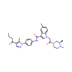 CCCC(=O)c1cnn(-c2ccc(NC(=O)c3cn(CC(=O)N4CCN(C)[C@H](C)C4)c4ccc(C)cc34)cc2)c1C ZINC000299831964