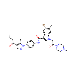 CCCC(=O)c1cnn(-c2ccc(NC(=O)c3cn(CC(=O)N4CCN(C)CC4)c4cc(C)c(Br)cc34)cc2)c1C ZINC000299833969