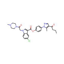 CCCC(=O)c1cnn(-c2ccc(OC(=O)c3cn(CC(=O)N4CCN(C)CC4)c4ccc(Cl)cc34)cc2)c1C ZINC000299830266