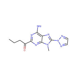 CCCC(=O)c1nc(N)c2nc(-n3nccn3)n(C)c2n1 ZINC000113762164