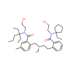 CCCC(CC)(CC)N(CCO)C(=O)c1cc(C)ccc1C[C@@H](O)CCc1ccccc1C(=O)N(CCO)C1(CC)CCCC1 ZINC000014946673