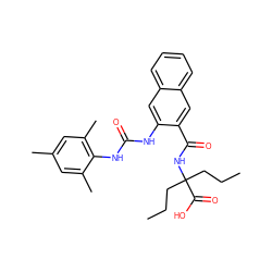 CCCC(CCC)(NC(=O)c1cc2ccccc2cc1NC(=O)Nc1c(C)cc(C)cc1C)C(=O)O ZINC000040899290