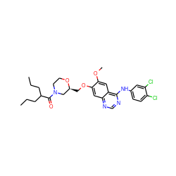 CCCC(CCC)C(=O)N1CCO[C@@H](COc2cc3ncnc(Nc4ccc(Cl)c(Cl)c4)c3cc2OC)C1 ZINC000114820698