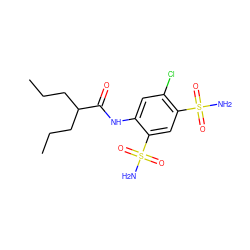 CCCC(CCC)C(=O)Nc1cc(Cl)c(S(N)(=O)=O)cc1S(N)(=O)=O ZINC000013471985