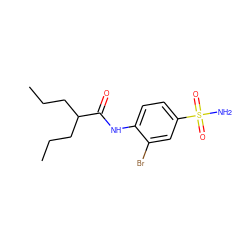 CCCC(CCC)C(=O)Nc1ccc(S(N)(=O)=O)cc1Br ZINC000013471982