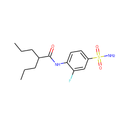 CCCC(CCC)C(=O)Nc1ccc(S(N)(=O)=O)cc1F ZINC000013471980