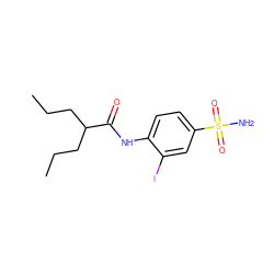 CCCC(CCC)C(=O)Nc1ccc(S(N)(=O)=O)cc1I ZINC000013471983