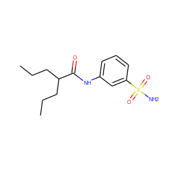 CCCC(CCC)C(=O)Nc1cccc(S(N)(=O)=O)c1 ZINC000013471975