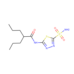 CCCC(CCC)C(=O)Nc1nnc(S(N)(=O)=O)s1 ZINC000003965113