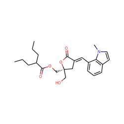 CCCC(CCC)C(=O)OC[C@@]1(CO)C/C(=C\c2cccc3ccn(C)c23)C(=O)O1 ZINC000169353139