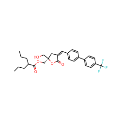 CCCC(CCC)C(=O)OC[C@]1(CO)C/C(=C/c2ccc(-c3ccc(C(F)(F)F)cc3)cc2)C(=O)O1 ZINC000040874336