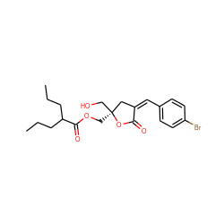 CCCC(CCC)C(=O)OC[C@]1(CO)C/C(=C/c2ccc(Br)cc2)C(=O)O1 ZINC000040863834