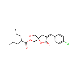 CCCC(CCC)C(=O)OC[C@]1(CO)C/C(=C/c2ccc(Cl)cc2)C(=O)O1 ZINC000040393753