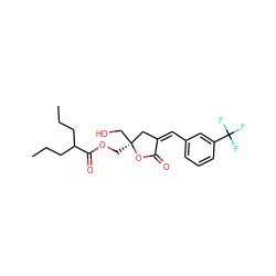 CCCC(CCC)C(=O)OC[C@]1(CO)C/C(=C/c2cccc(C(F)(F)F)c2)C(=O)O1 ZINC000040835161