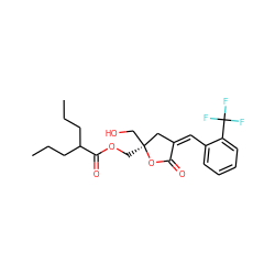 CCCC(CCC)C(=O)OC[C@]1(CO)C/C(=C/c2ccccc2C(F)(F)F)C(=O)O1 ZINC000040379222