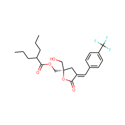 CCCC(CCC)C(=O)OC[C@]1(CO)C/C(=C\c2ccc(C(F)(F)F)cc2)C(=O)O1 ZINC000040836102