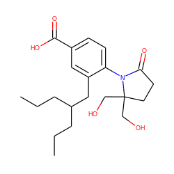 CCCC(CCC)Cc1cc(C(=O)O)ccc1N1C(=O)CCC1(CO)CO ZINC000084654129