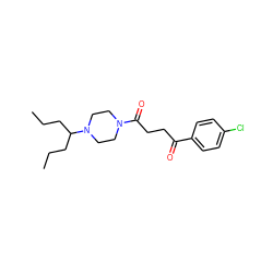 CCCC(CCC)N1CCN(C(=O)CCC(=O)c2ccc(Cl)cc2)CC1 ZINC000013561107