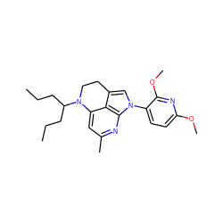 CCCC(CCC)N1CCc2cn(-c3ccc(OC)nc3OC)c3nc(C)cc1c23 ZINC000013645747