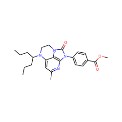 CCCC(CCC)N1CCn2c(=O)n(-c3ccc(C(=O)OC)cc3)c3nc(C)cc1c32 ZINC000013652920