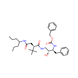 CCCC(CCC)NC(=O)C[C@@H](C(=O)NC[C@@H](O)[C@H](Cc1ccccc1)NC(=O)OCc1ccccc1)C(C)(C)C ZINC000014943379