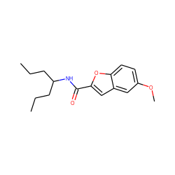 CCCC(CCC)NC(=O)c1cc2cc(OC)ccc2o1 ZINC000114425615