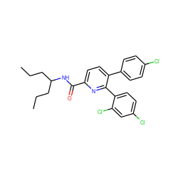 CCCC(CCC)NC(=O)c1ccc(-c2ccc(Cl)cc2)c(-c2ccc(Cl)cc2Cl)n1 ZINC000028338996