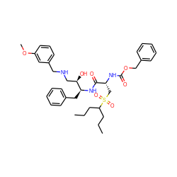 CCCC(CCC)S(=O)(=O)C[C@@H](NC(=O)OCc1ccccc1)C(=O)N[C@@H](Cc1ccccc1)[C@H](O)CNCc1cccc(OC)c1 ZINC000024813442